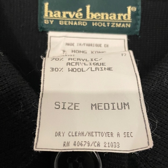 Harve Bernard Women's Black Classic Wool blend long cardigan size medium - Picture 6 of 8